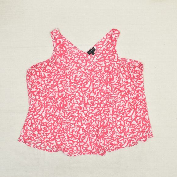 Lane Bryant Tops - Lane Bryant Women Blouse Top V Neck Geometric Pink Plus Size 22 Polyester